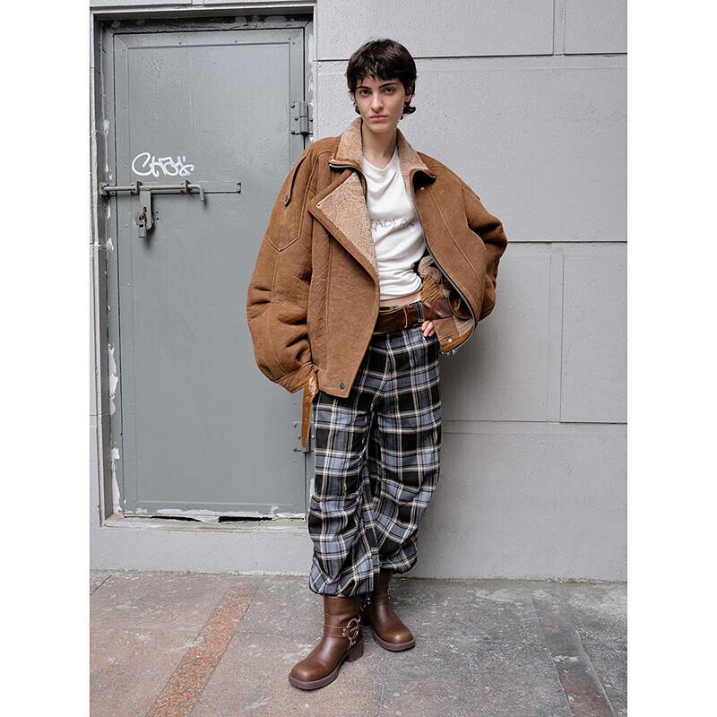 

Women s American Retro Shearling Motorcycle Jacket S