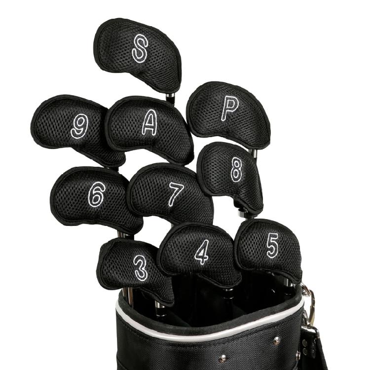10Pcs Mesh Fabric Golf Head Covers Golf Club Head Golf Wedges Covers with Number