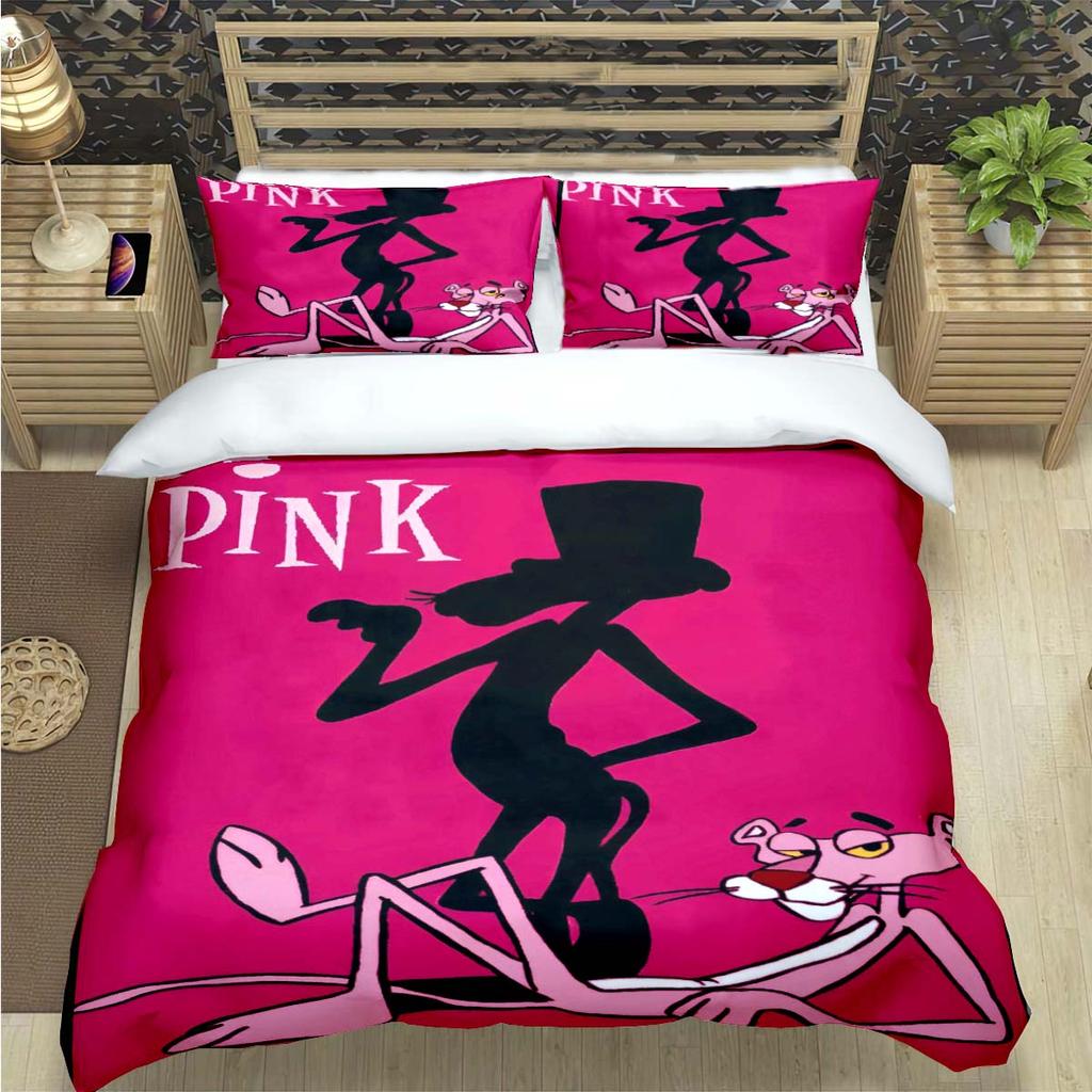 Comforter Crayon Pinkpanther Print Bedding Sets Bed Supplies Set Comforter Set Teens Girls Cartoon Twin Single Kid Gift