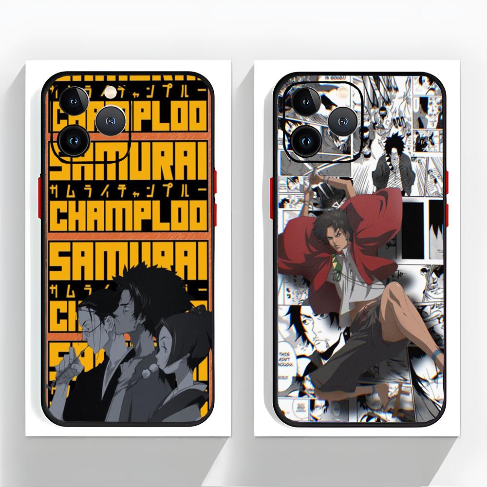 Stylish Edo Anime S-Samurai Champloo Phone Case Black Matte Thin Phone Case For iPhone17 16 15 14 13 ProMax