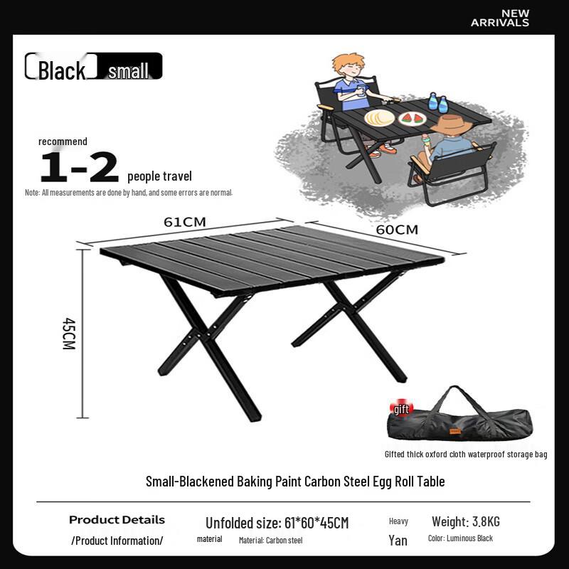Glacier Age Carbon Steel Roll-up Camping Table & Kermit Chair Set