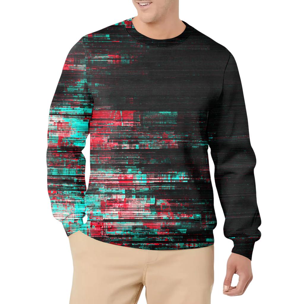 Men's Casual Fashion Printed Round Neck Pullover Sweatshirt