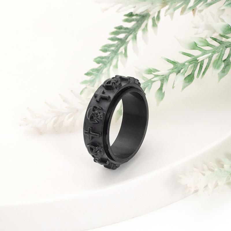 Rotating Skull Head Titanium Steel Bold Men's Ring