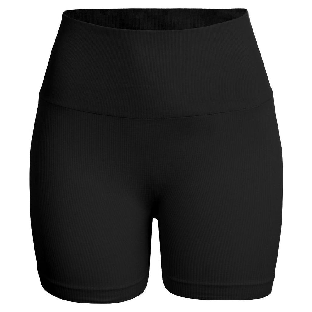 Seamless Ribbed Peach Lifting Yoga Shorts—Super Stretch Slimming Three-Quarter Pants for Running and Fitness