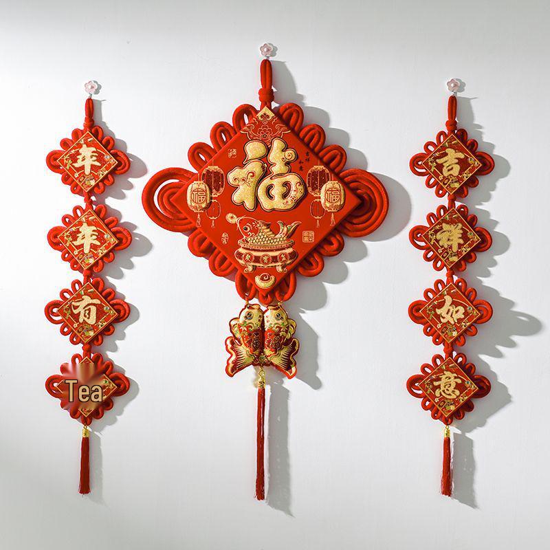 Chinesischer Knoten 3D Fu-Zeichen Anhänger für Wohnzimmer oder Eingang - Festliche Frühlingsfest Wandbehang