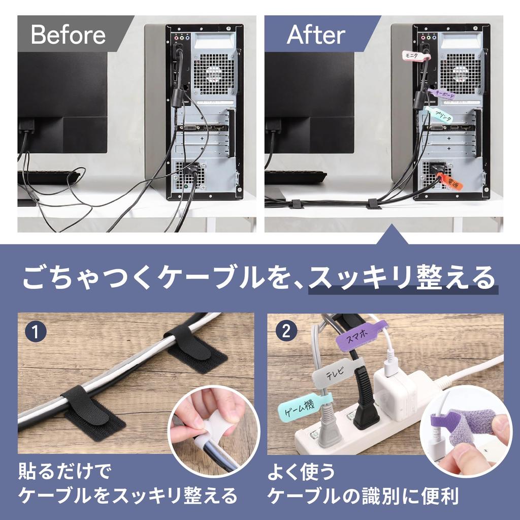 Cable 30 For organizing tidying up behind the around Includes cable labels for securing and identifying by a Professional Organizer and 30 Clips,