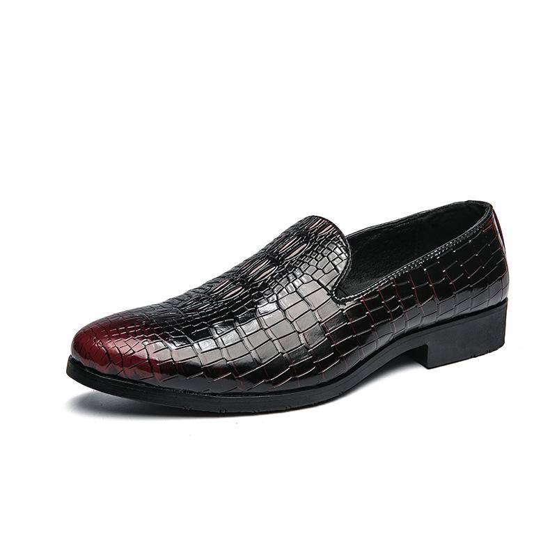Men s Large Size British Business Formal Leather Slip-On Loafers, Spring/Autumn, Pointed Toe 42 красный