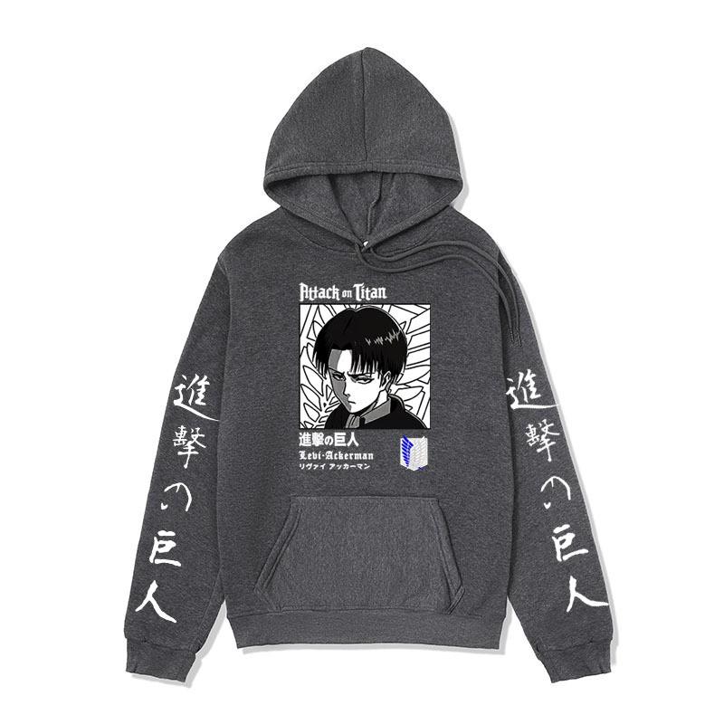 Mens Attack On Titan Anime Hoodie Winter Fleece Lined Oversized Streetwear Sweatshirt Youth Casual Wear