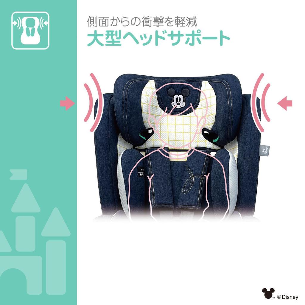 Disney Harness Junior Mickey Age 15 Months and Up Child Seat Junior Seat Elementary School Student Outing Easy Installation R129 Next/Denim R-129