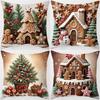 Gingerbread Wonderland Christmas Pillowcases: Festive Designs for a Cozy Holiday Sofa Cushion Cover New Year Home Decoration