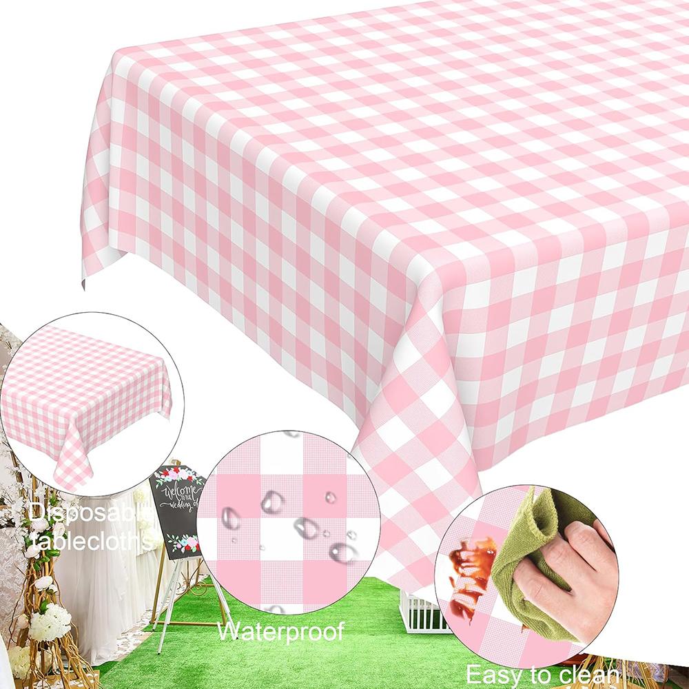 1/3pcs Disposable Checkered Tablecloth Plastic Rectangle Party Table Cover Picnic