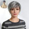 Women's Fashion Short Straight Wig, Salt & Pepper Mixed Color High-Temperature Fiber Synthetic Hairpiece
