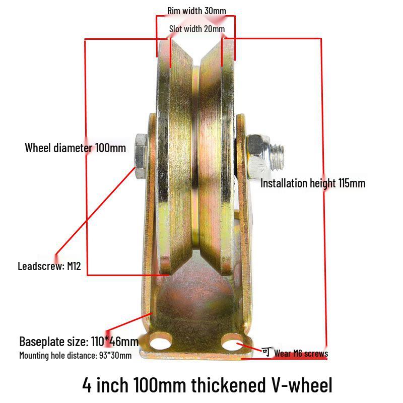 V, U, and H-Type Track Pulleys: Sliding Door V-Groove Wheels with Bracket