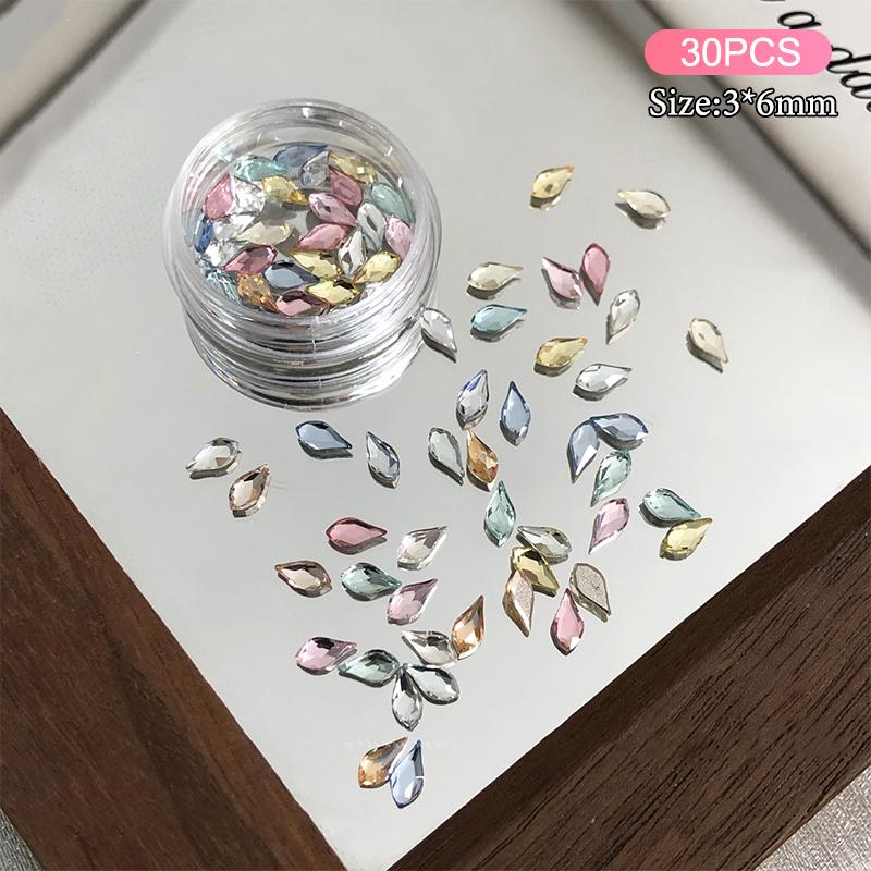 30Pcs Irregular-Shaped Drill Nail Art Rhinestones 3D Crystal Pearl Stones for DIY Manicure Decorations Accessories