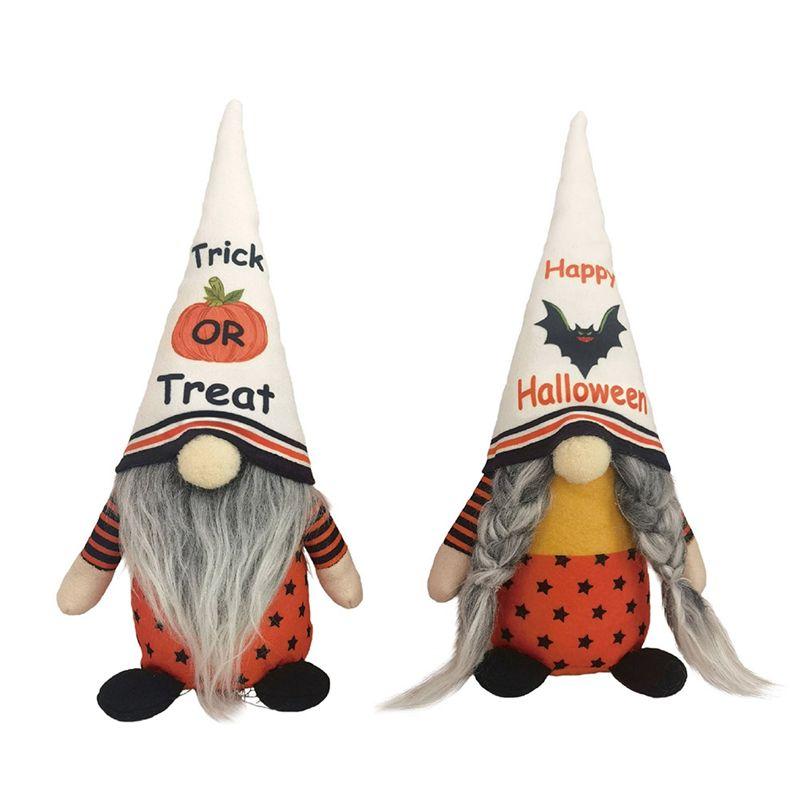 M-Modern-Halloween Decorations Halloween Gnomes - Handmade Gnomes Plush Decor With Bat Pumpkin, Home Dinning Table Gnome Ornamen