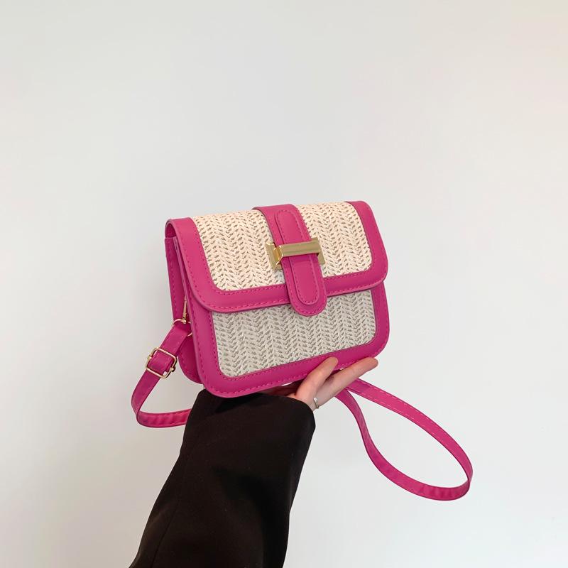 2024 Spring/Summer Women's Knitted Colorblock Straw Handbag – Mori Style