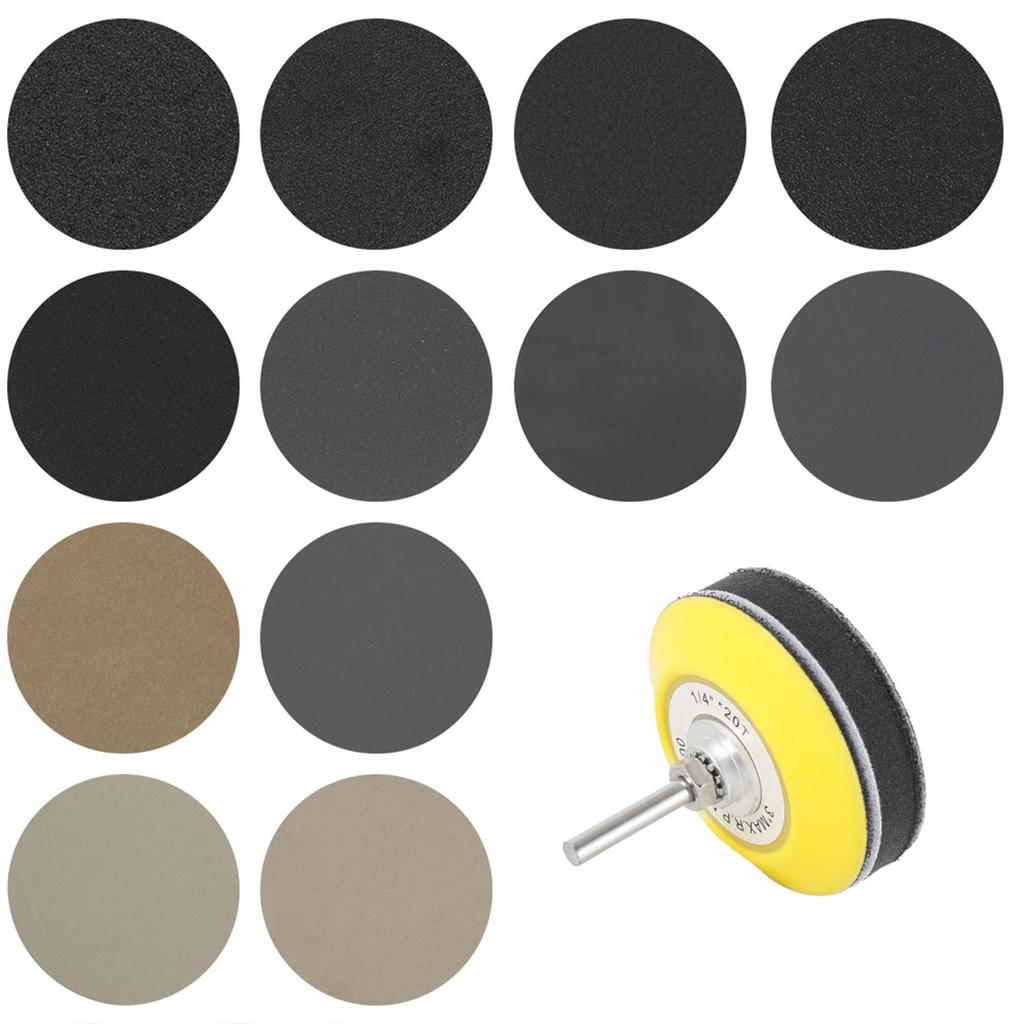 Sandpaper Sanding Discs Pad Kit Wet & Dry Hook and Loop Sandpaper Round Sanding Disc 60-10000 Grit 1/2/3inch for Drill Grinder