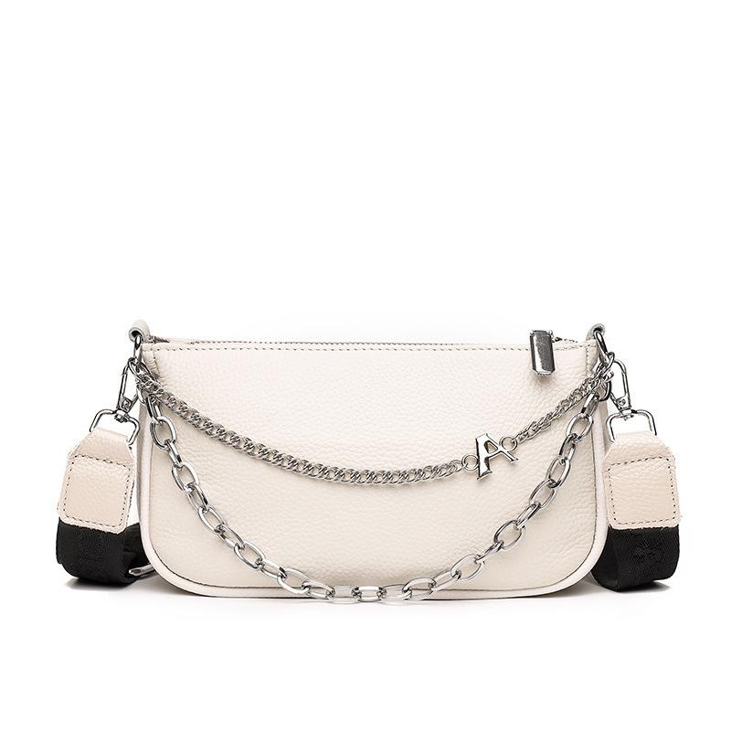 Genuine Leather Women'S Bag Trendy Fashion Simple Chain Shoulder Messenger Bag First Layer Cowhide Small Bag