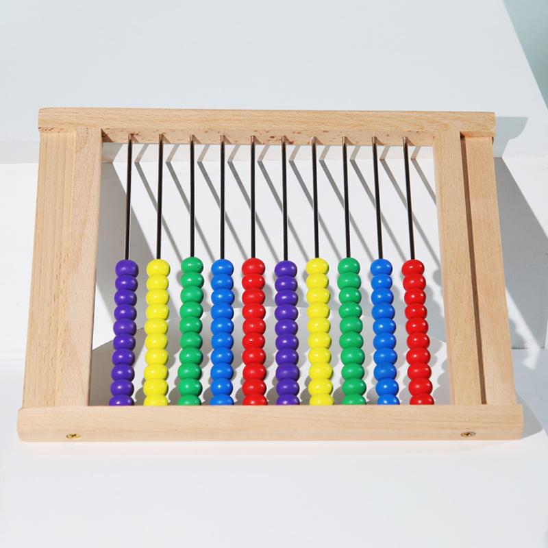 Wooden Abacus for Students - 10 Rows Soroban Frame for Math Teaching, Mental Arithmetic, Addition & Subtraction