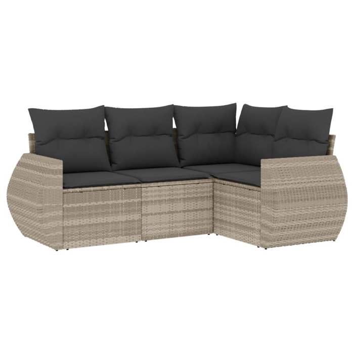 VidaXL Salon de Jardin avec Coussins 4 pcs, Canapés de Terrasse, Ensemble de Meubles de Patio, Mobilier d'Extérieur, Gris 3253649