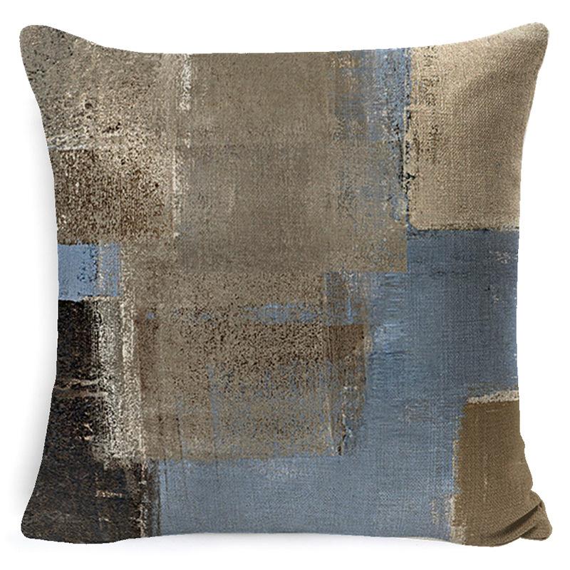 Heimdeko Kissen Kissenbezug Neu Türkis und Orange Abstrakte Kunst Malerei Wurfkissenbezug