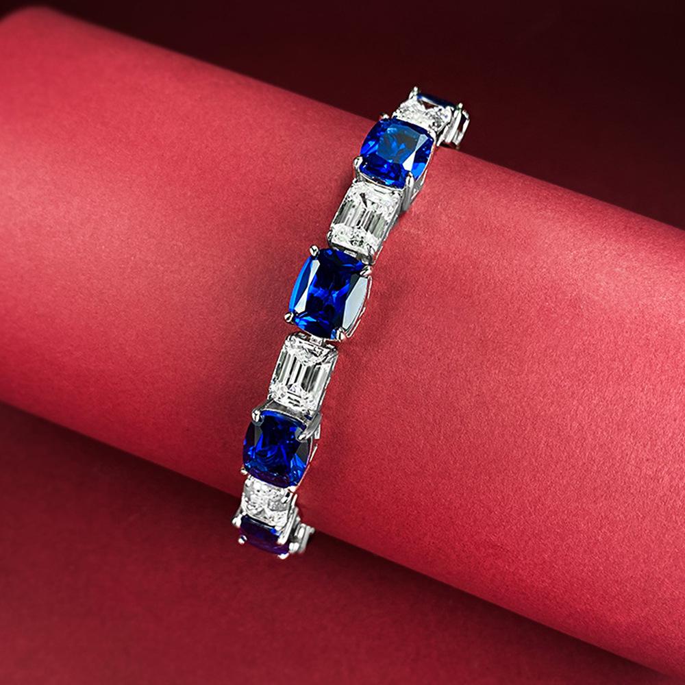 

Ювелирные изделия Xiancan 2023: Браслет из серебра 925 пробы королевского синего цвета с бриллиантами для элегантных женщин 18 cm