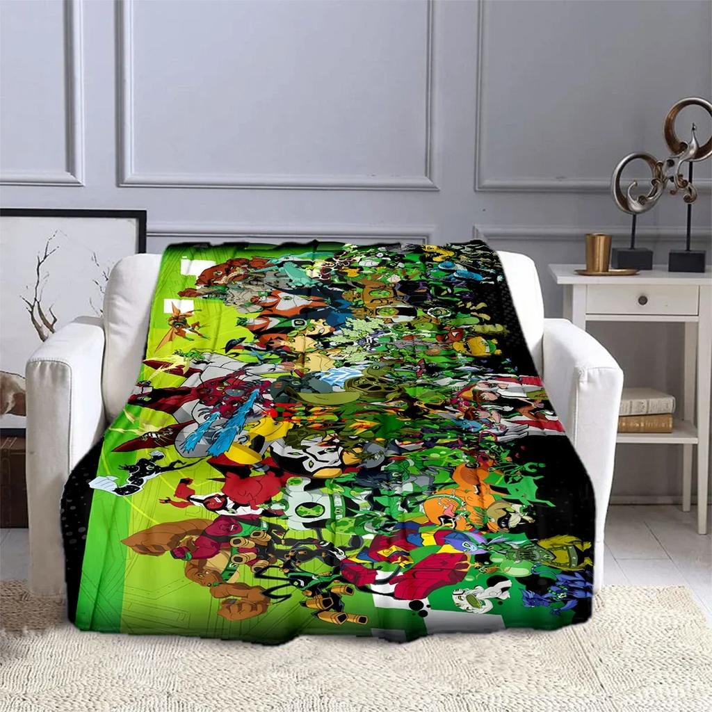 Cartoon B-Ben 10 Hero Anime Blanket Children's Blanket High Quality Flannel Blanket Soft Comfortable Home Travel Blankets