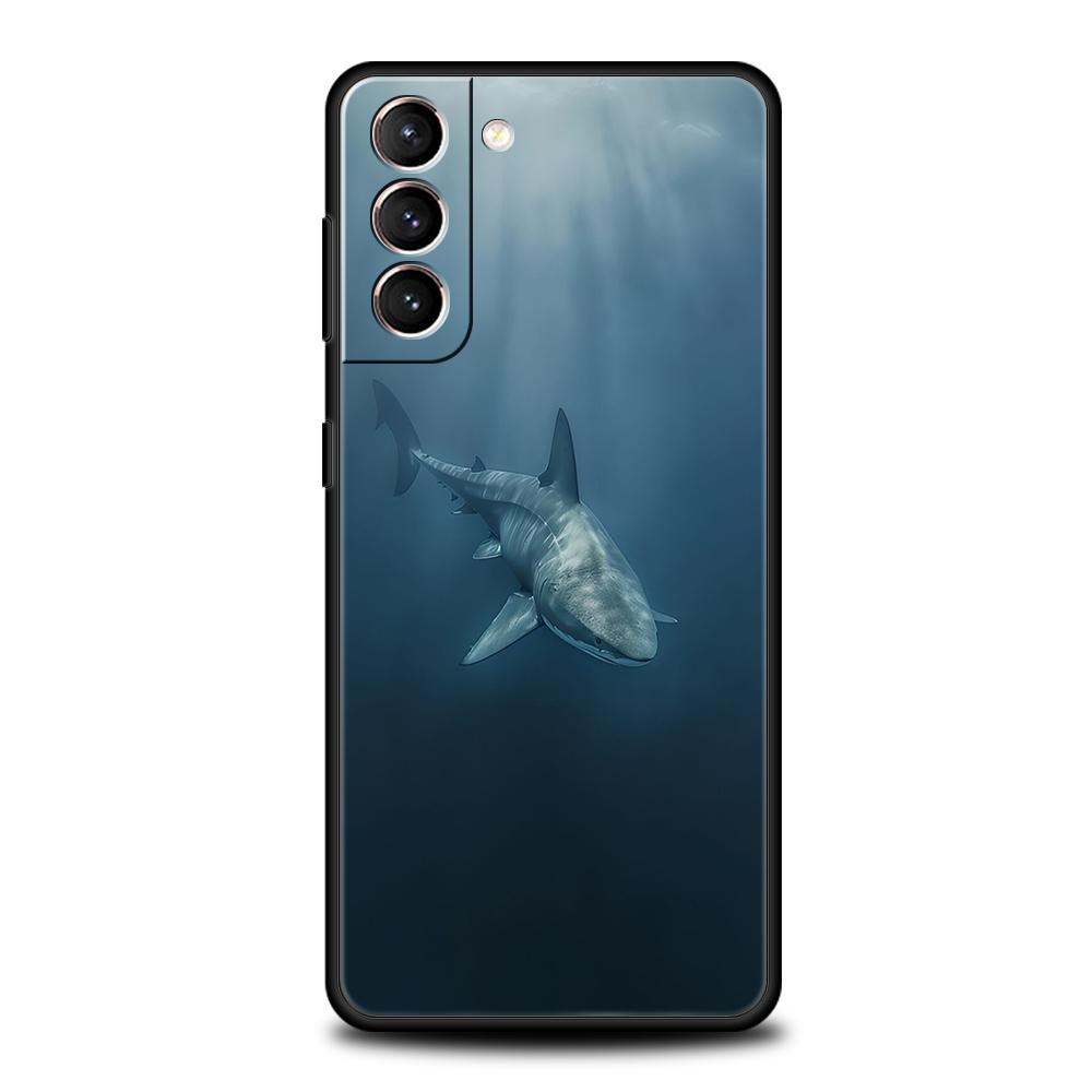 Ocean Whale Shark Swimming Phone Case For Samsung Galaxy S25 S24 S23 S22 Ultra S20 S21 FE 5G S10 S9 Plus S10E Soft TPU Cover