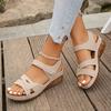 New Large-sized Casual Fish-mouth Shoes Velcro Wedge Heel Thick-soled Sandals