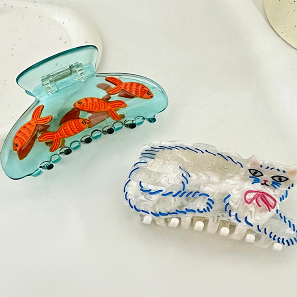 Hair Claw Clips Hair Gripper Hair Jaw Clamps Cute Hair Catch Fish Pattern Barrettes Strong Hold Hairpin for Girls