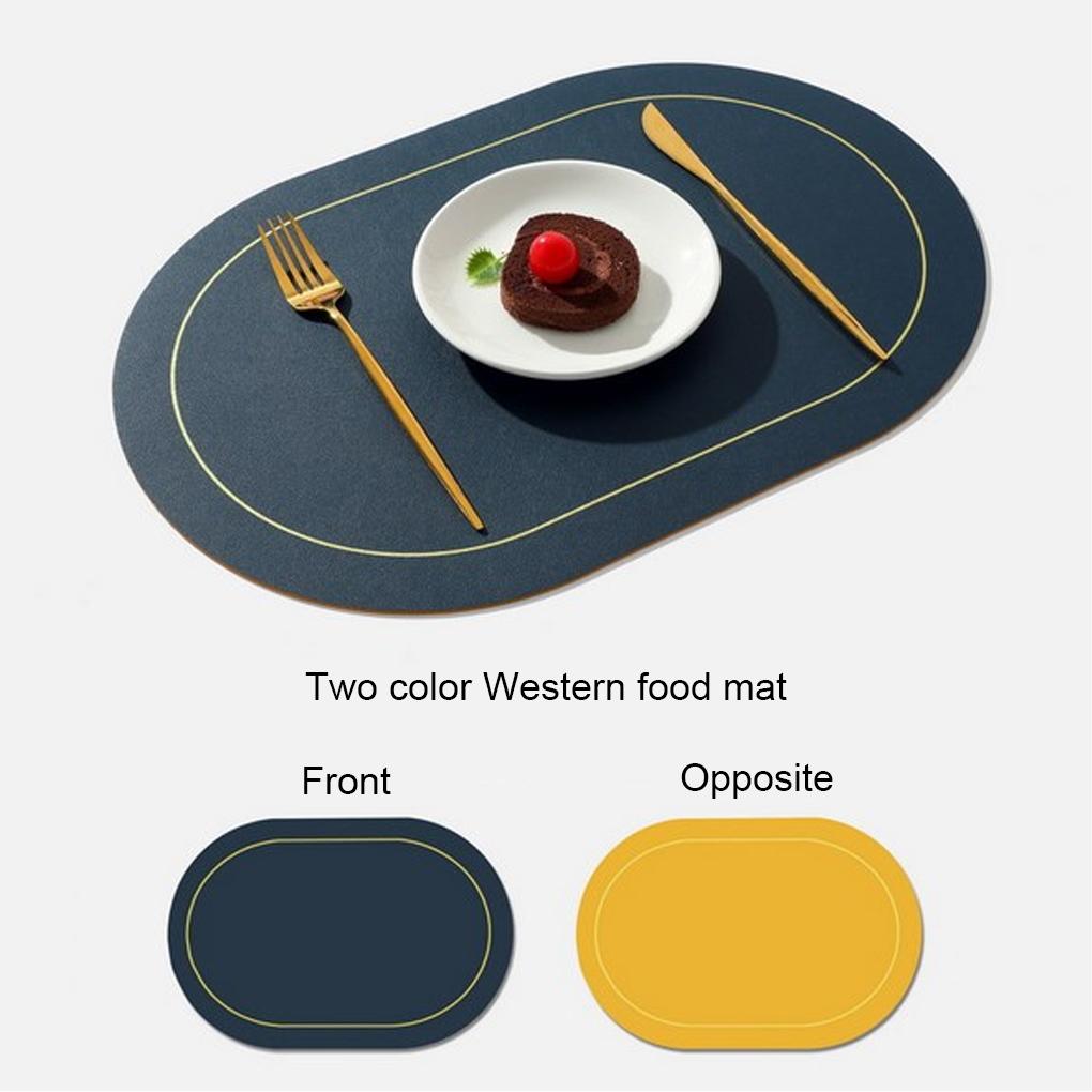 

4X Новый скандинавский стиль двухцветный контрастный овальный коврик из искусственной кожи водонепроницаемый маслостойкий теплоизоляционный коврик для обеденного стола 45X30CM