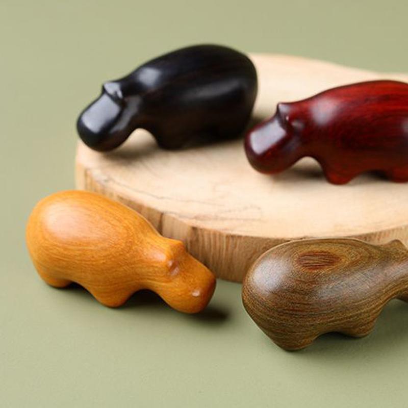 Mini Hipopotam Drăguț din Lemn Ornament de Birou Statuetă Animal Hipopotam Artizanat Decorațiune Creativă pentru Casă Cadouri Amuzante