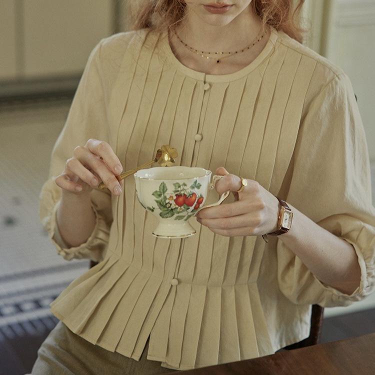 Matte Frosted French Hazy Three-Quarter Sleeve Top