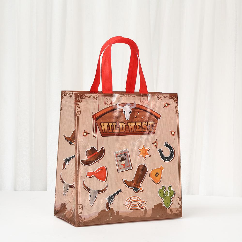 

12/30pcs Wild West Printed Tote Bags Reusable Party Favor Bags for Birthday Classroom Market Shopping 12pcs&27x12x29cm