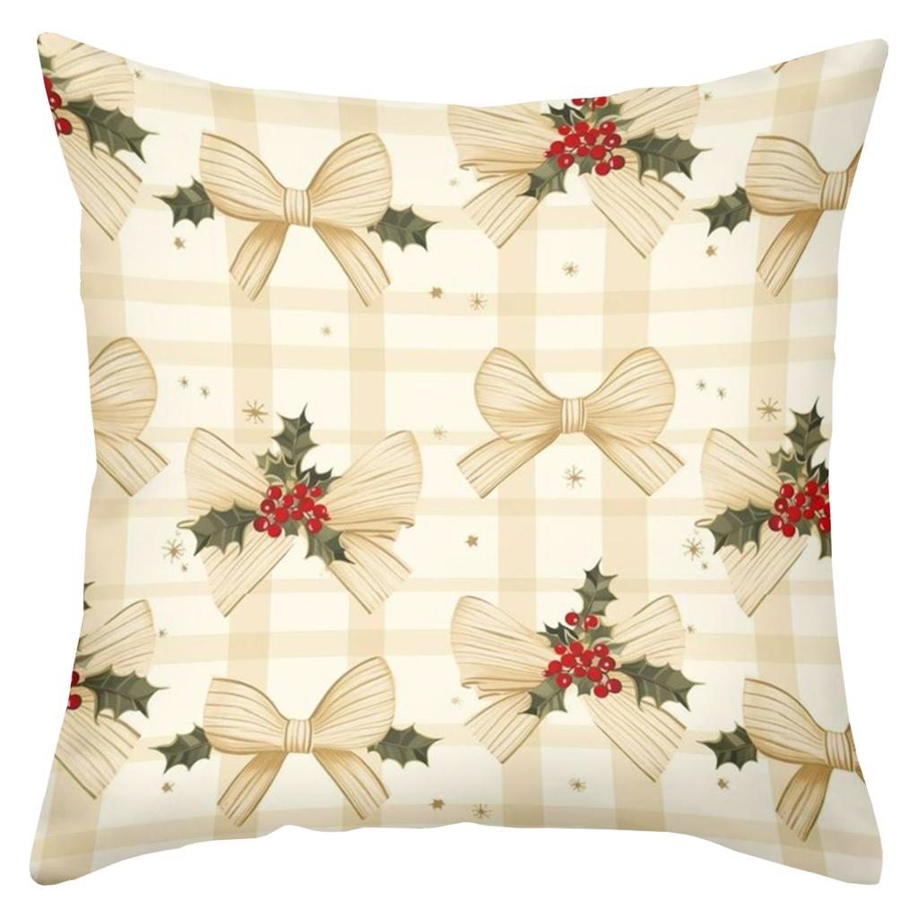 Christmas Pattern Pillows With Bow Tree And Wine Glass Polyester pillowcase, sofa decorative cushion cover, bedside throw pillow