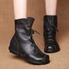 Ladies Leather Short Boots Autumn Vintage Anti Slip Shoes Fashion Warm Leather Boots Low Heeled Casual Women'S Shoes