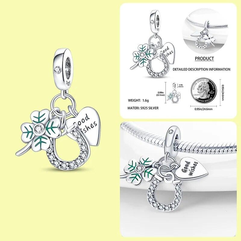 2023 New Style 925 Sterling Silver Four Leaf Clover Ladybug Charm Beads