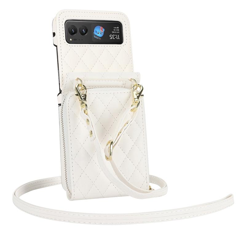 For Moto 40 Zipper Style Wallet Case Pouch, Cross Shoulder Leather Case for Vivo X Flip with Card Slots