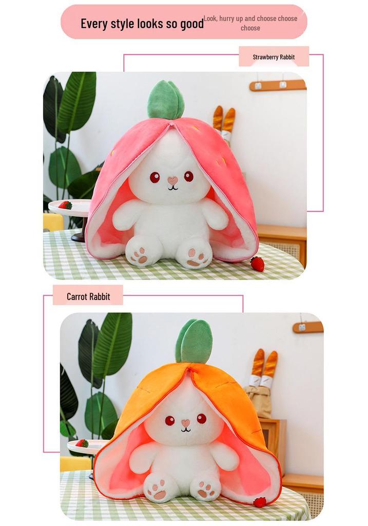 Strawberry Bunny Plush: Cute Radish-Inspired Companion with Big Ears