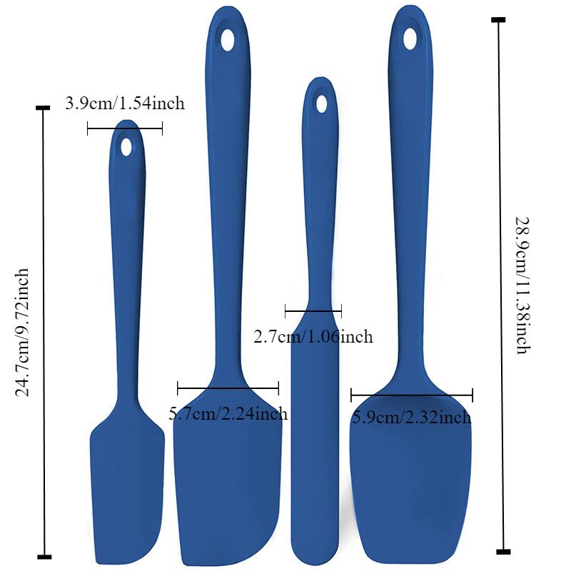Set spatule silicon 4 piese Rezistent la căldură Spatulă pentru cremă de tort, gem, unt Antiaderent Flexibil Ustensile de copt, gătit, bucătărie