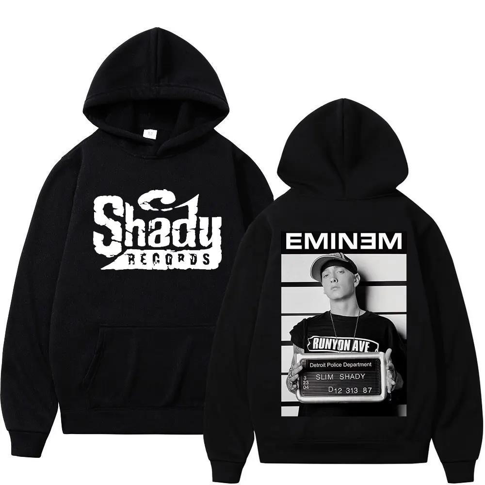 European and American Men's Hooded Sweatshirt Rapper Eminem Print Adult Outdoor Street Casual Warm Long-sleeved Sweatshirt
