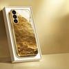 Gold-plated tempered glass phone case, compatible Galaxy S26, S25, S24, S23, and S22 Ultra Plus. Gold textured pattern.