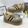 Hong Kong Style Retro Moral Training Shoes Women's 2025 New Winter Velvet Thick-soled Heightening Thermal Cotton Shoes Sports and Leisure Board Shoes
