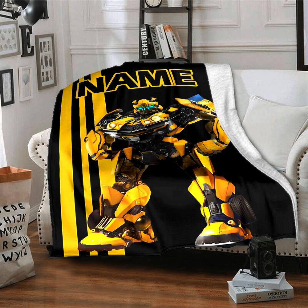 Customizable Bumblebee1 Throw Blanket – Personalized Name, All-Season Cozy Snug Blanket, Machine Washable, Personalized Blanket