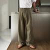 Men's Military Green Linen Wide-Leg Trousers - Breathable, Loose, Versatile Spring/Summer Pants