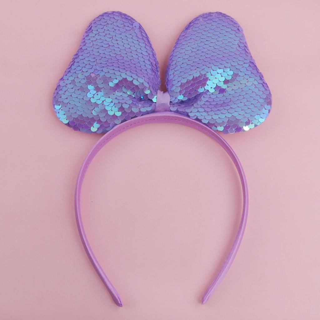 Sequin Large Bow Headband - Children's Sweet Solid Color Hair Accessory