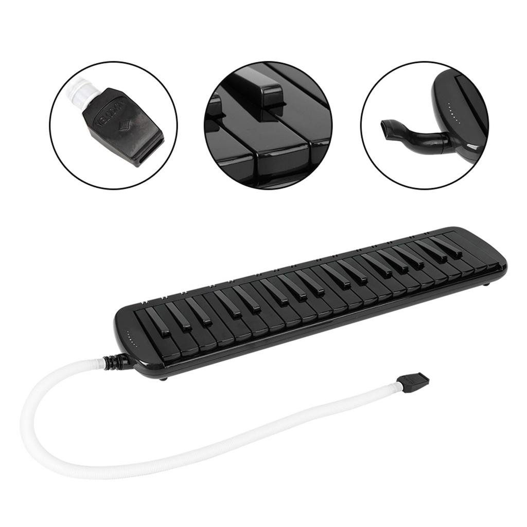 Melodica 37 Key Wind Musical Instrument Suitable for Beginner Practice Bag F37s(Black )