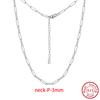 Effie Queen 925 Sterling Silver Paperclip Chain Choker Unisex Adjustable Paper Clip Chain Necklace High Quality DIY Jewelry SC89