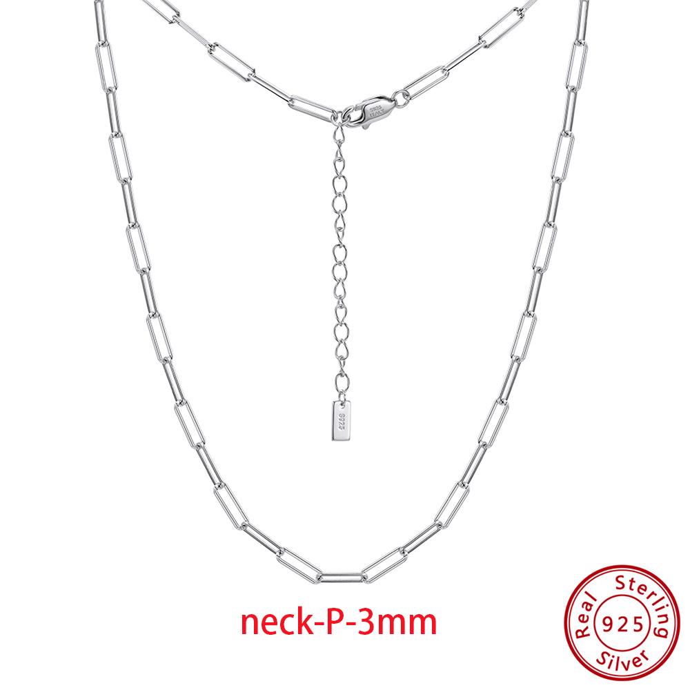 Effie Queen 925 Sterling Silver Paperclip Chain Choker Unisex Adjustable Paper Clip Chain Necklace High Quality DIY Jewelry SC89