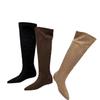 Huge Good-Looking Knee Boots Women'S New Popular Flat-Bottomed Brown Thin Boots Maillard Tall Stacking Boots